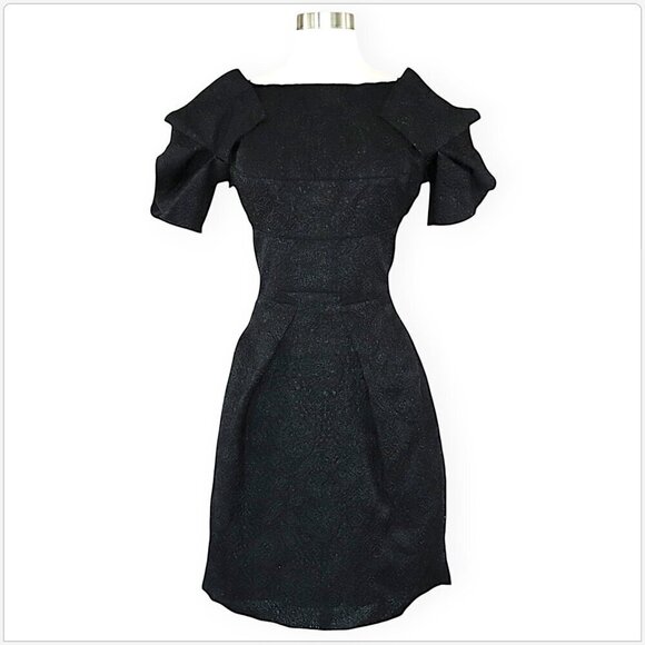 Roland Mouret Diana Dress Black Shimmer Brocade Evening Cocktail $3565 New NWT 6 - Picture 3 of 8